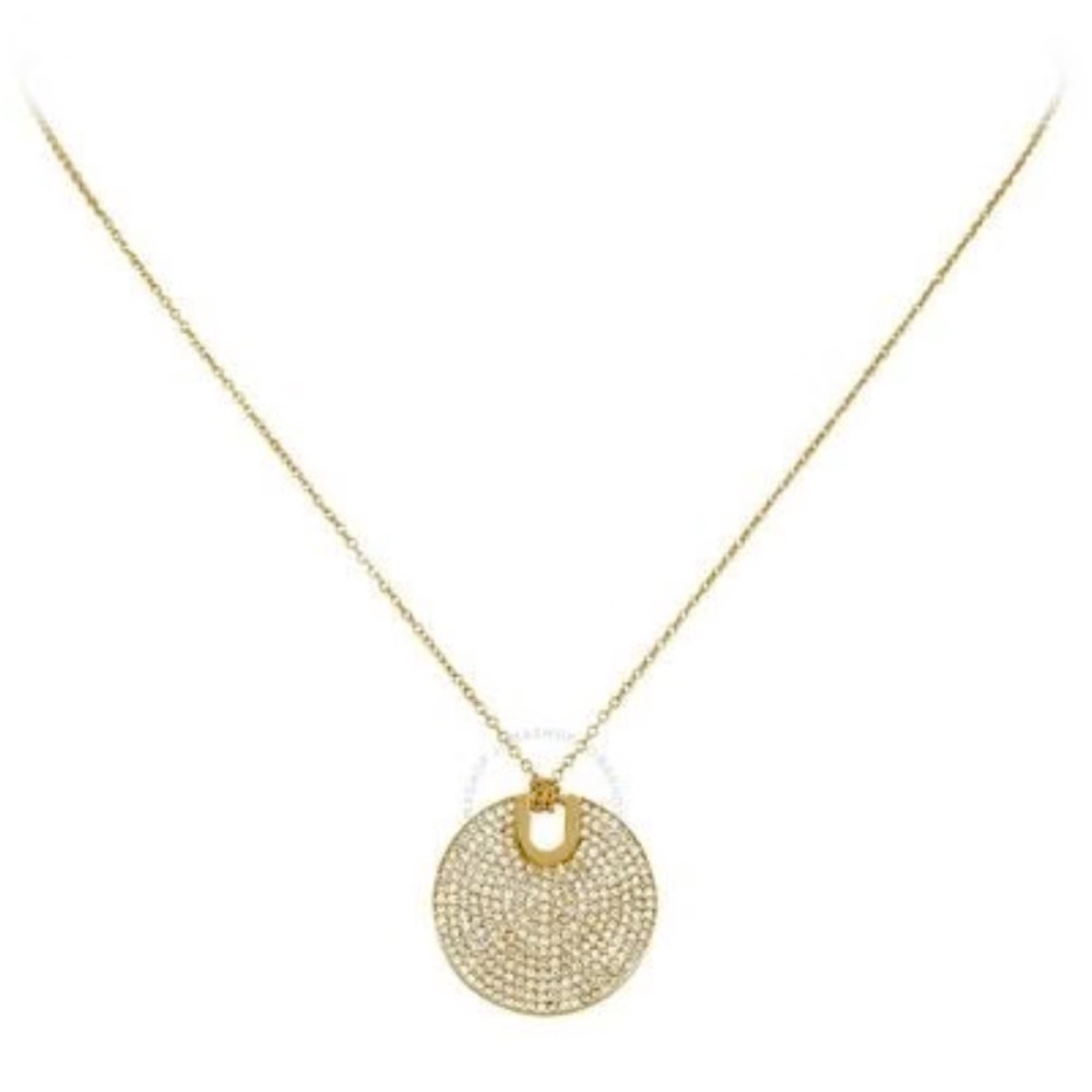 MICHAEL KORS GOLD-TONE PAVE ROUND PENDANT NECKLACE